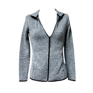 Bearpaw Small Black White Fleece Zip Up Casual Lightweight Jacket